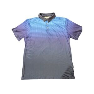 Seadodo Mens XXL Golf Polo Shirt Blue Ombre Geometric Short Sleeve X004M33I79